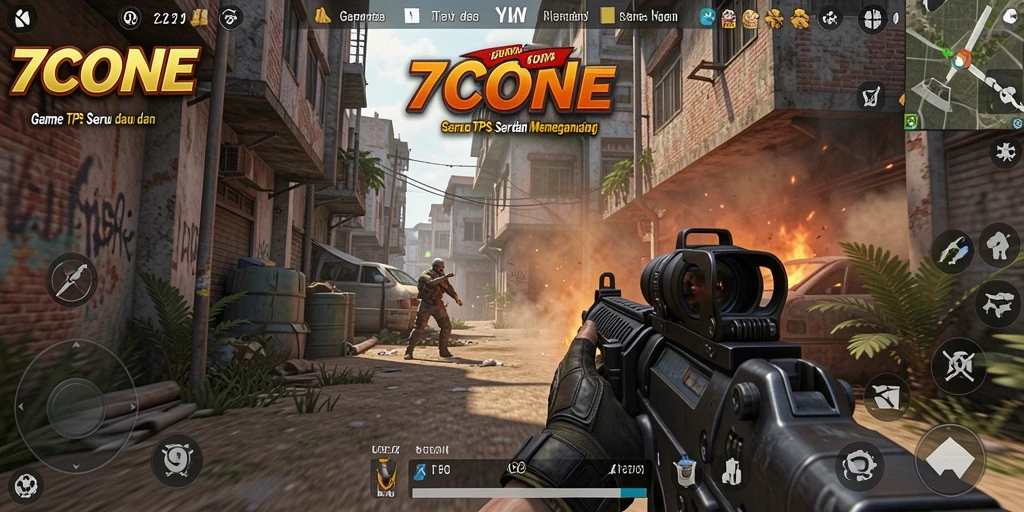 Tampilan gameplay mendebarkan di 7CONE dengan aksi TPS