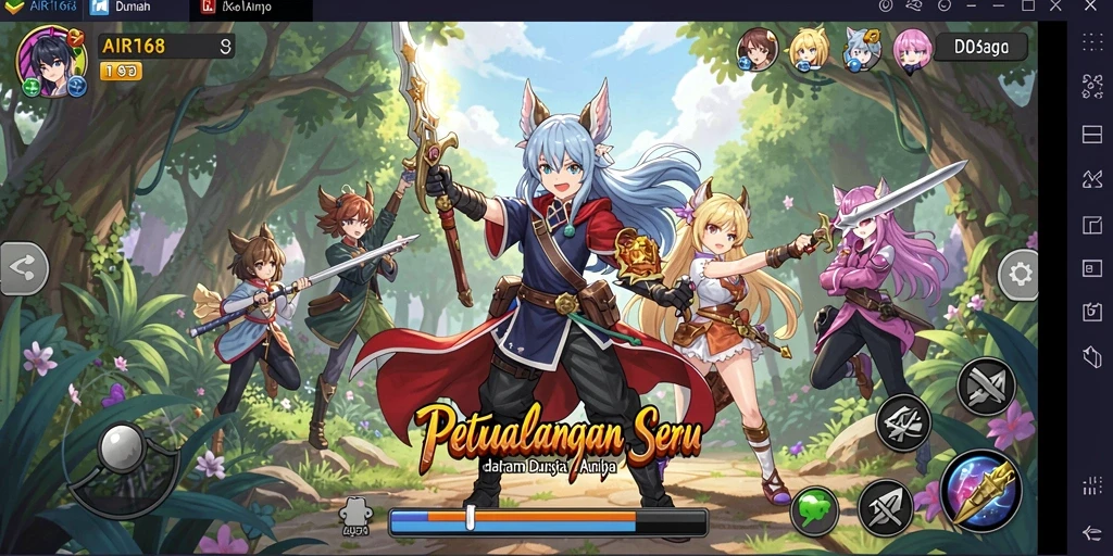 Tampilan gameplay AIR168 yang menakjubkan dengan karakter anime yang beraksi.