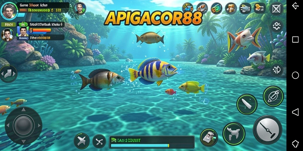 Tampilan gameplay seru dalam APIGACOR88 saat memburu ikan.