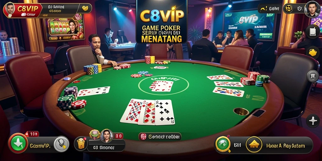 Screenshot utama C8VIP menampilkan keseruan permainan Poker online.