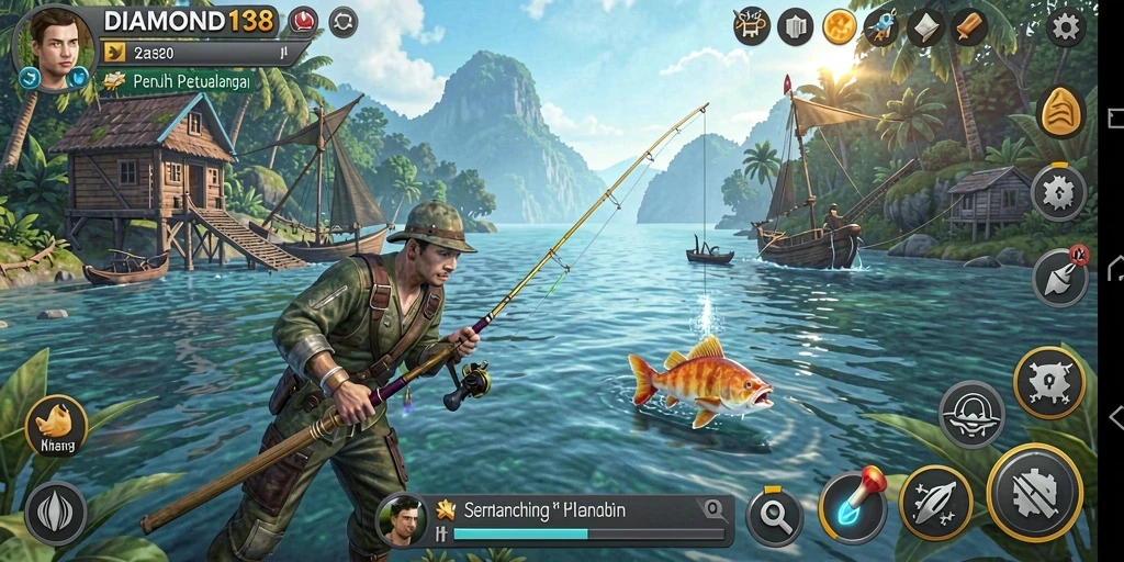 Tampilan gameplay memancing yang menakjubkan dari DIAMOND138.