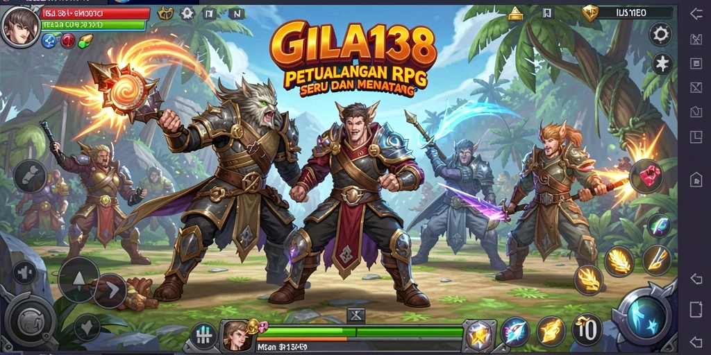 Tangkapan layar GILA138 menampilkan aksi pertempuran yang epik dalam dunia RPG.