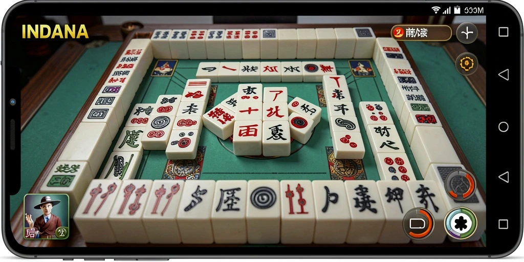 Tampilan gameplay seru INDAAA dengan ubin Mahjong yang menarik.