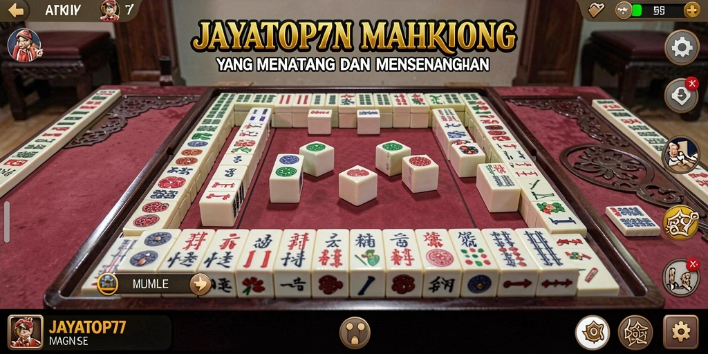 Tampilan gameplay JAYATOP77 dengan ilustrasi ubin Mahjong yang menarik.