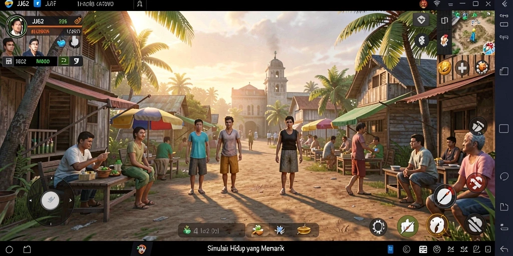 Screenshot JJ62 menampilkan gameplay interaktif dengan berbagai karakter dan lingkungan yang beragam.
