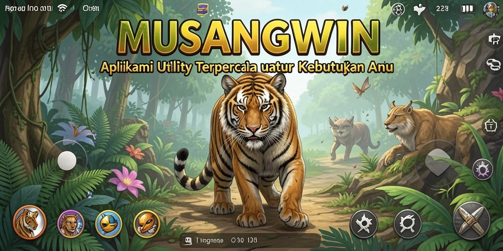 Tampilan utama MUSANGWIN dengan fitur-fitur berfungsi untuk kemudahan penggunaan.