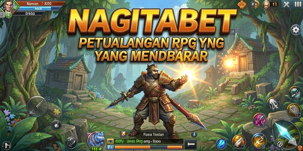 Screenshot mengesankan dari gameplay RPG NAGITABET yang menampilkan pertarungan epik.