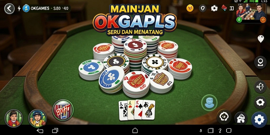 Screenshot gameplay OKGAMES dengan teman-teman bermain Gaple.