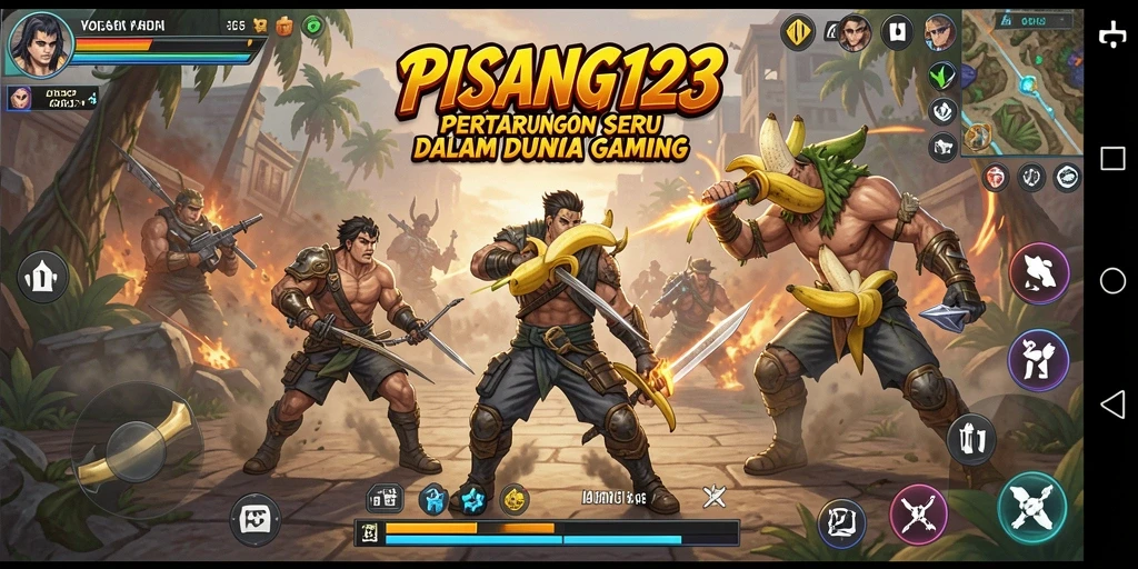 Tampilan aksi hebat dalam gameplay PISANG123 yang menampilkan pertarungan karakter.