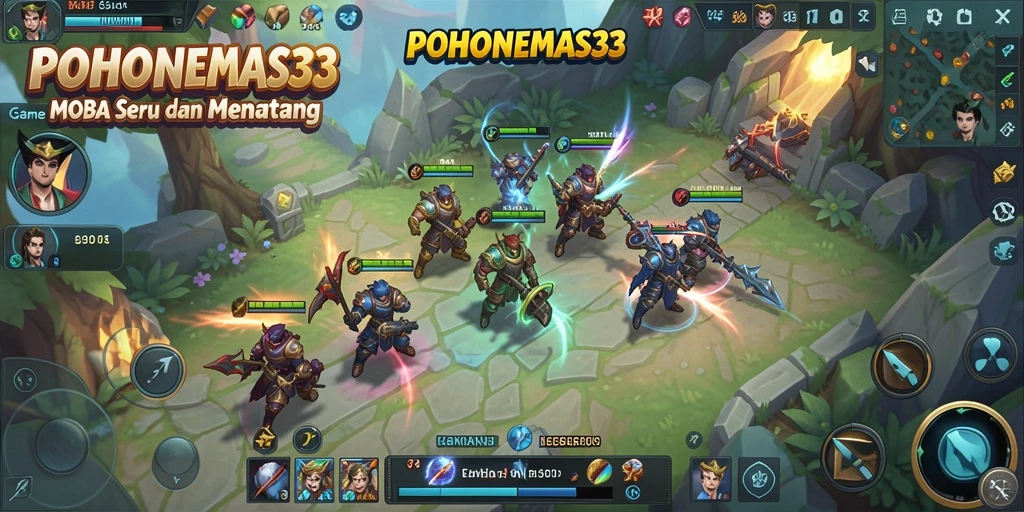Tampilan gameplay MOBA yang seru di POHONEMAS33.