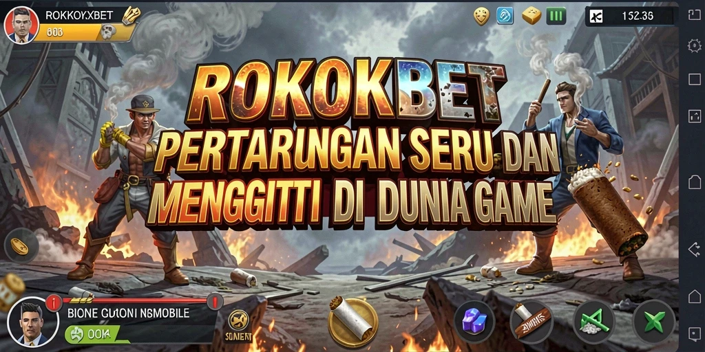 Tampilan gameplay ROKOKBET dengan pertarungan yang seru dan grafis menawan.