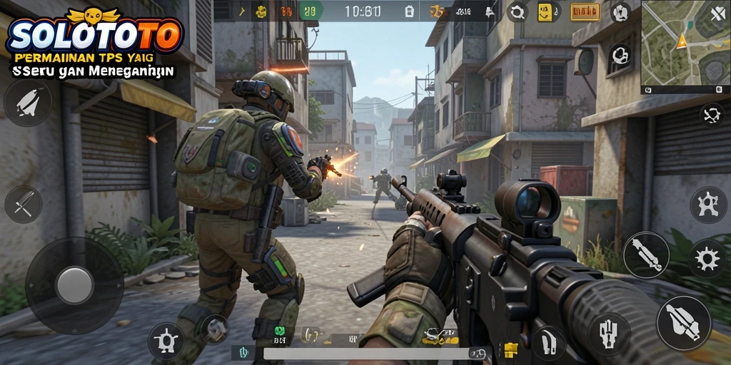 Tampilan screenshot SOLOTOTO yang menunjukkan aksi seru dalam permainan TPS.