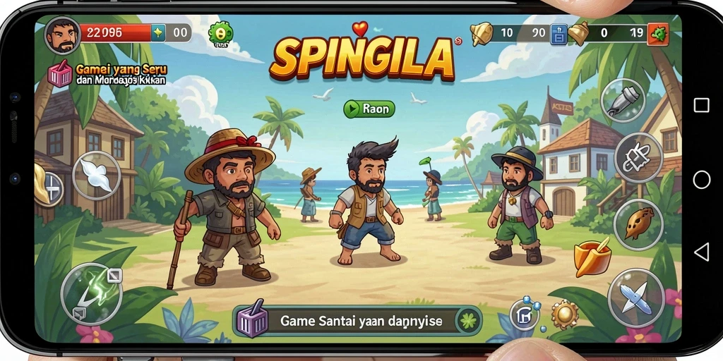 Tangkapan layar gameplay SPINGILA menampilkan aksi seru dan penuh warna.