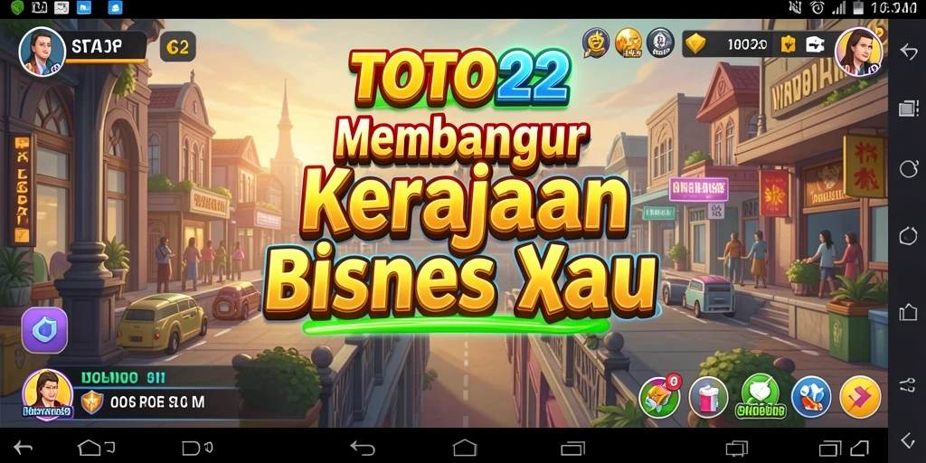 Tampilan gameplay seru dari TOTO22, menantang pemain untuk membangun bisnis.