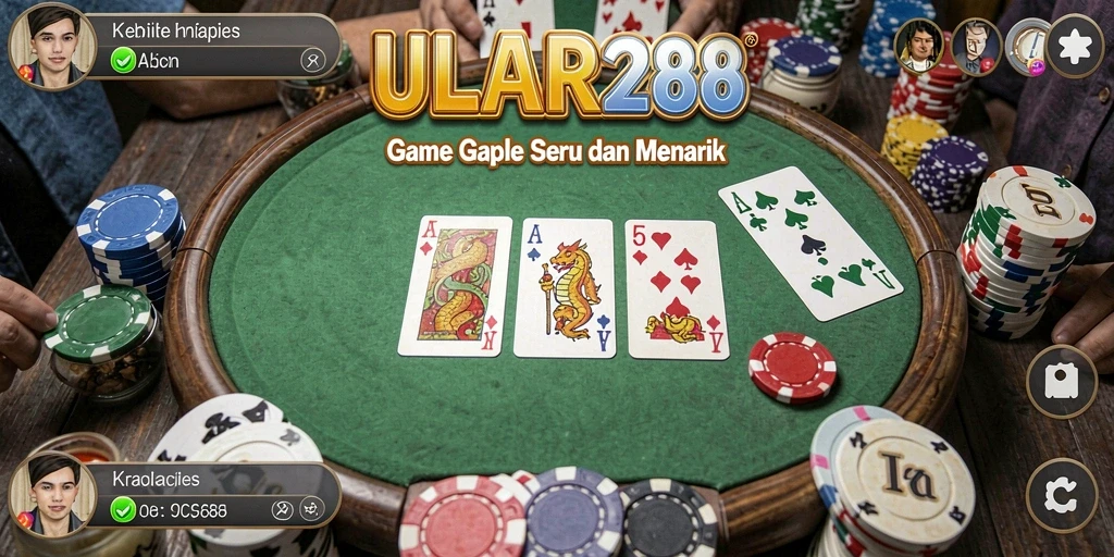 Tampilan permainan Gaple seru dari ULAR288 dengan grafis menarik.