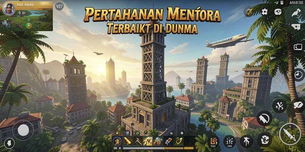 Tampilan gameplay V07 menampilkan pertahanan menara yang strategis dan mendebarkan.