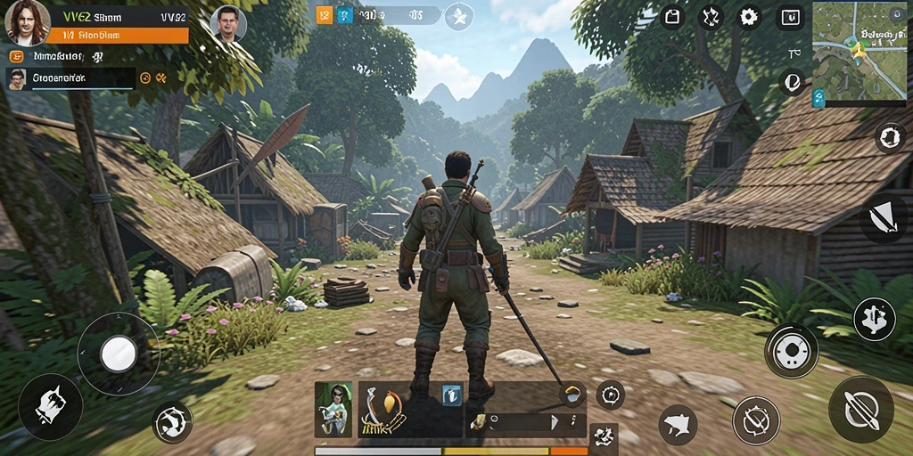 Tangkapan layar gameplay VV62 yang menunjukkan interaksi karakter dan lingkungan.