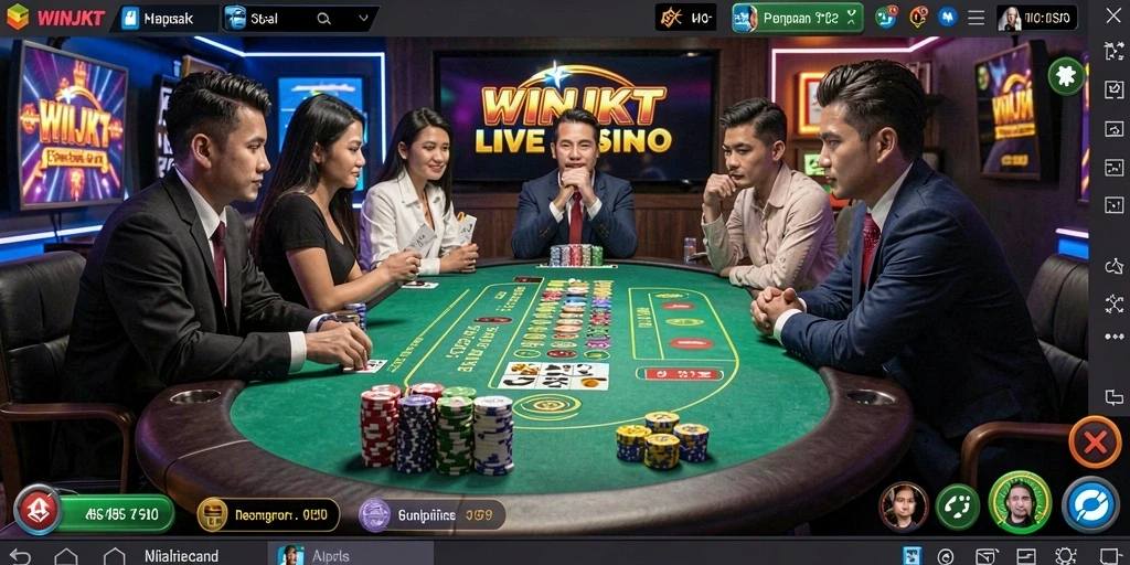 Tampilan gameplay Live Casino yang menegangkan di WINJKT.